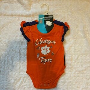 Clemson Tigers 2 Pack Orange and Purple Baby Bodysuit